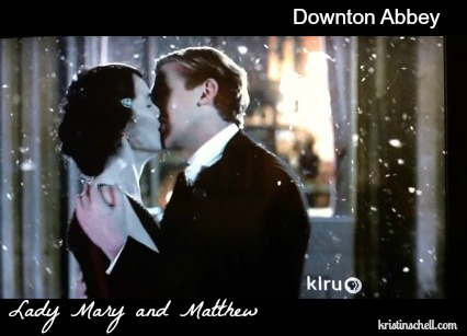 Lady Mary and Matthew Crawley kiss on Downton Abbey